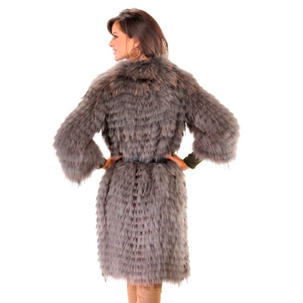BYTE by TESO®  Finn Raccoon/Organza Blend Fur Coat - Picture 2 of 4
